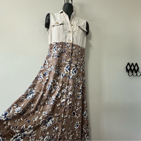 Vintage x Chablis Beige and Brown Sleeveless Maxi - Picture 3 of 11